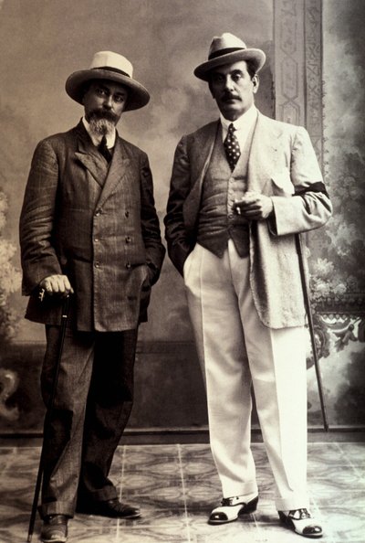 Luigi Illica mit Giacomo Puccini (1858-1924) von Unknown